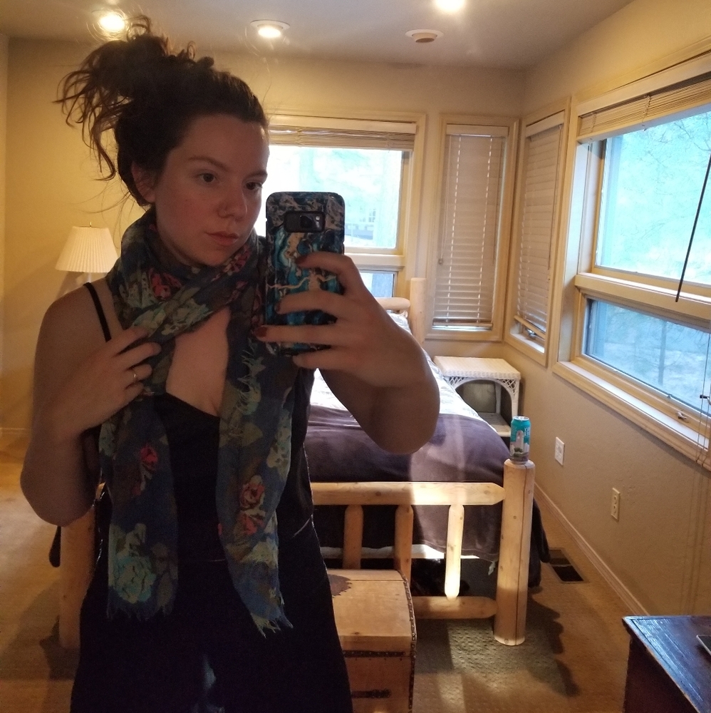 Blue floral light scarf